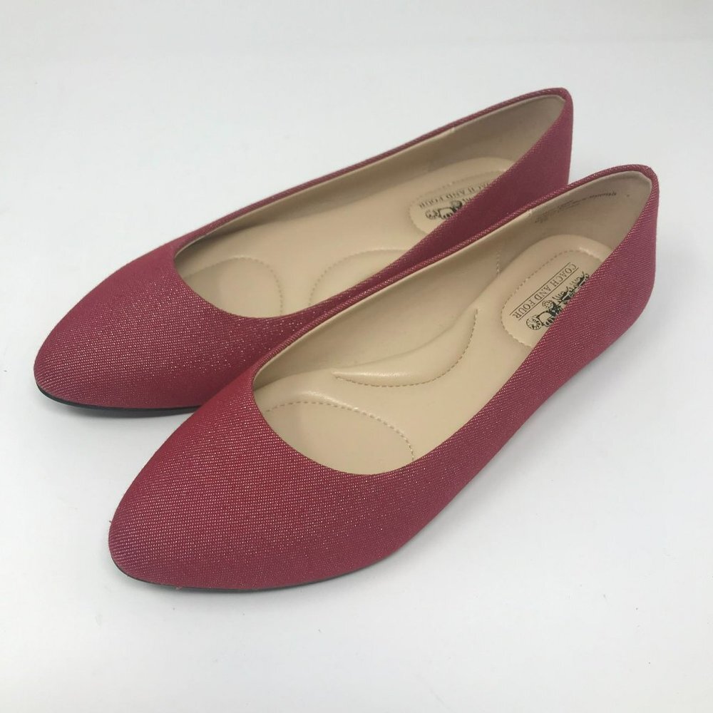 Coach and Four Red Denim Ballet Flats Shoes Size 6.5